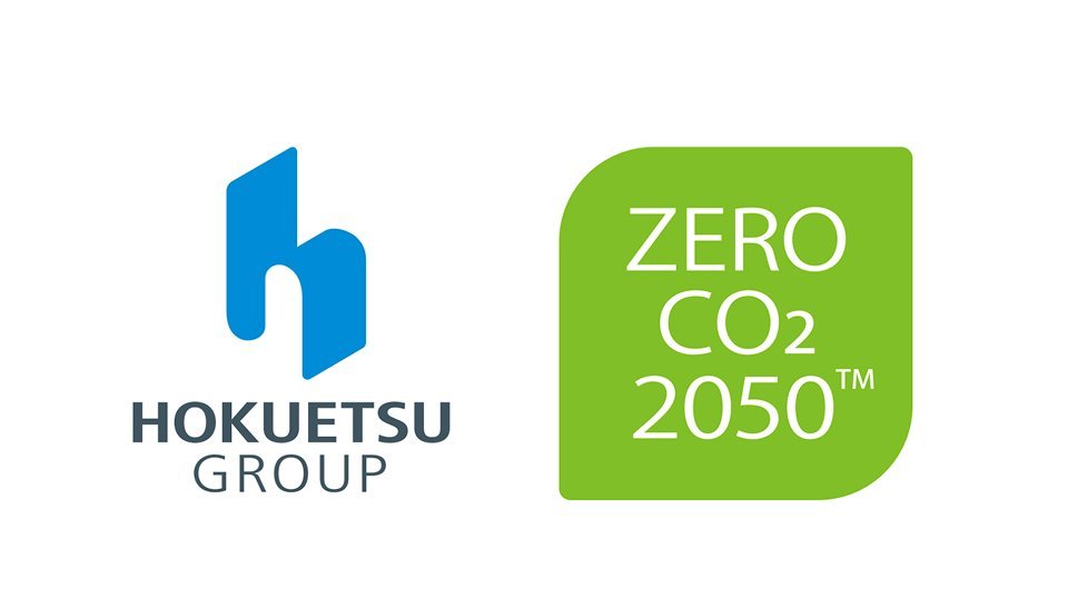 Logos of HOKUETSU GROUP and ZERO CO2 2050