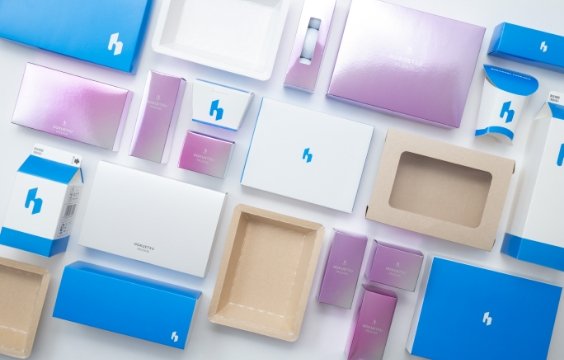 板紙製の箱やパッケージの製品例の写真